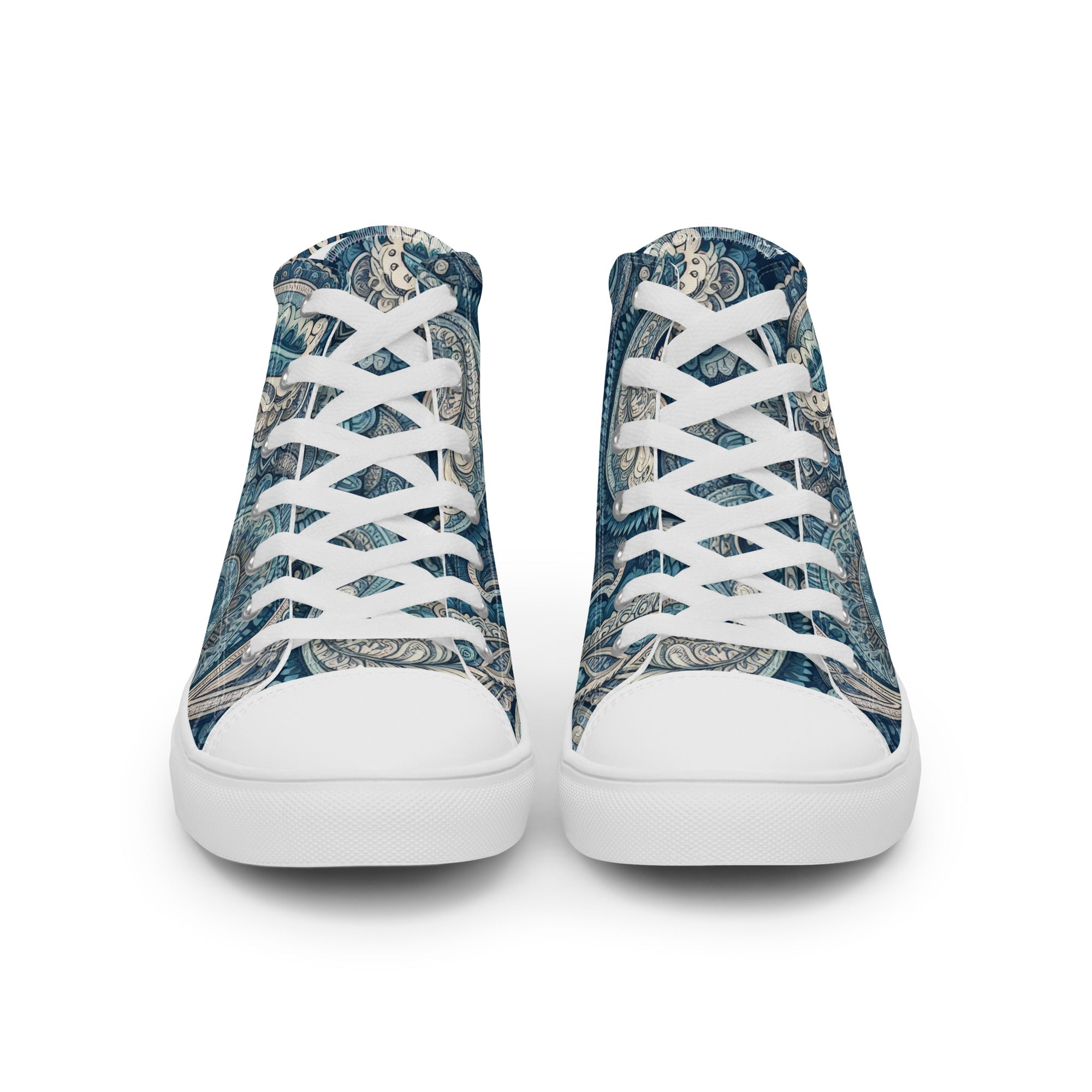 Blue Paisley Women’s high top canvas shoes