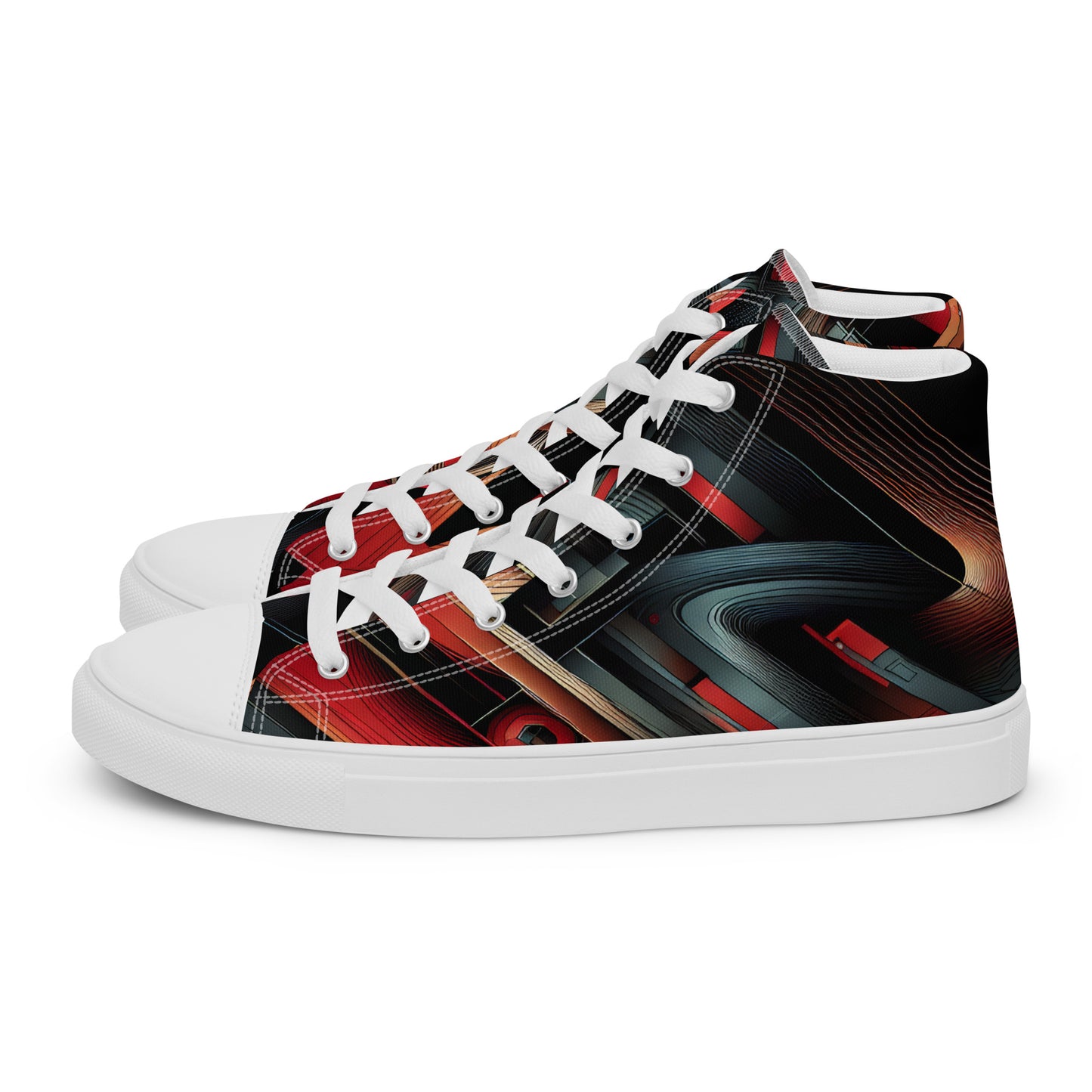 Abstract Multi Color Pattern Women’s high top canvas shoes