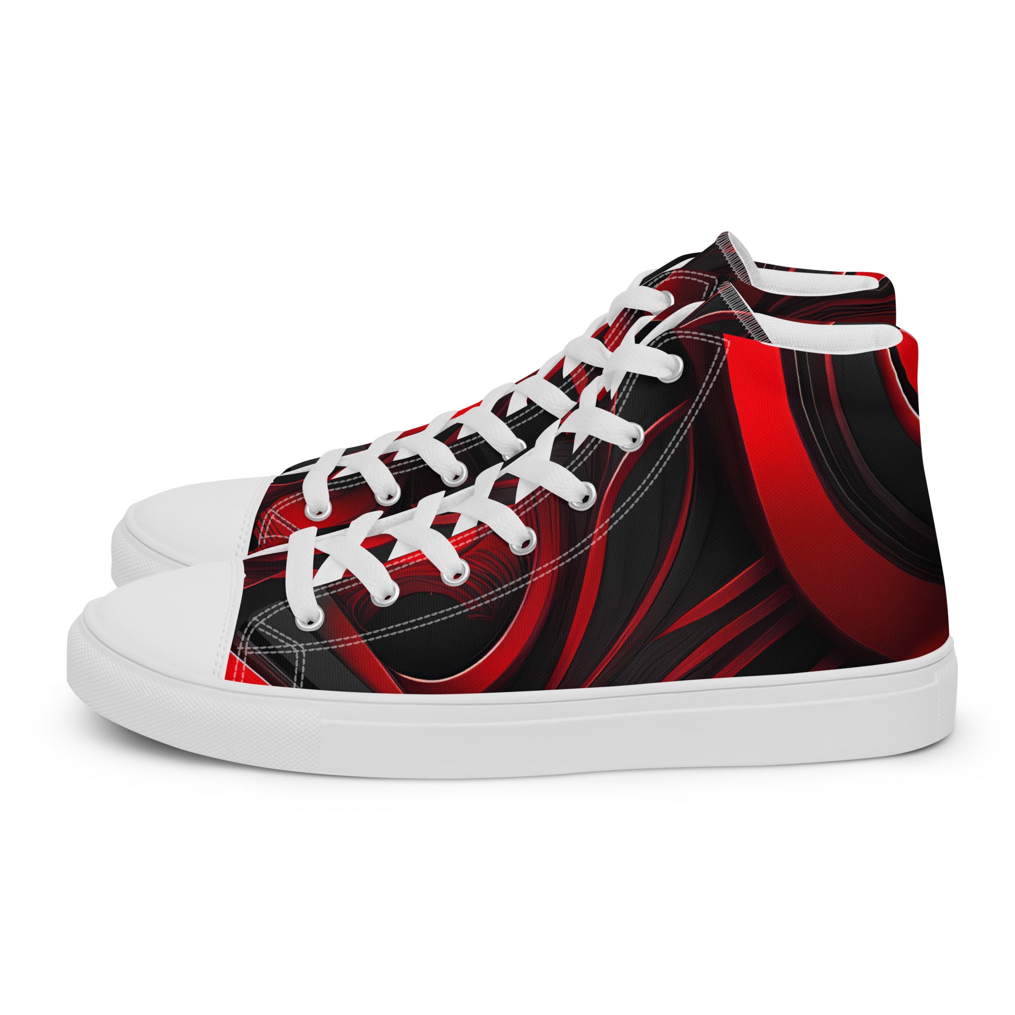 Red and Black Women’s high top canvas shoes