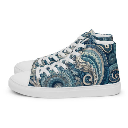 Blue Paisley Women’s high top canvas shoes