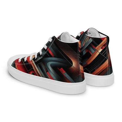 Abstract Multi Color Pattern Women’s high top canvas shoes