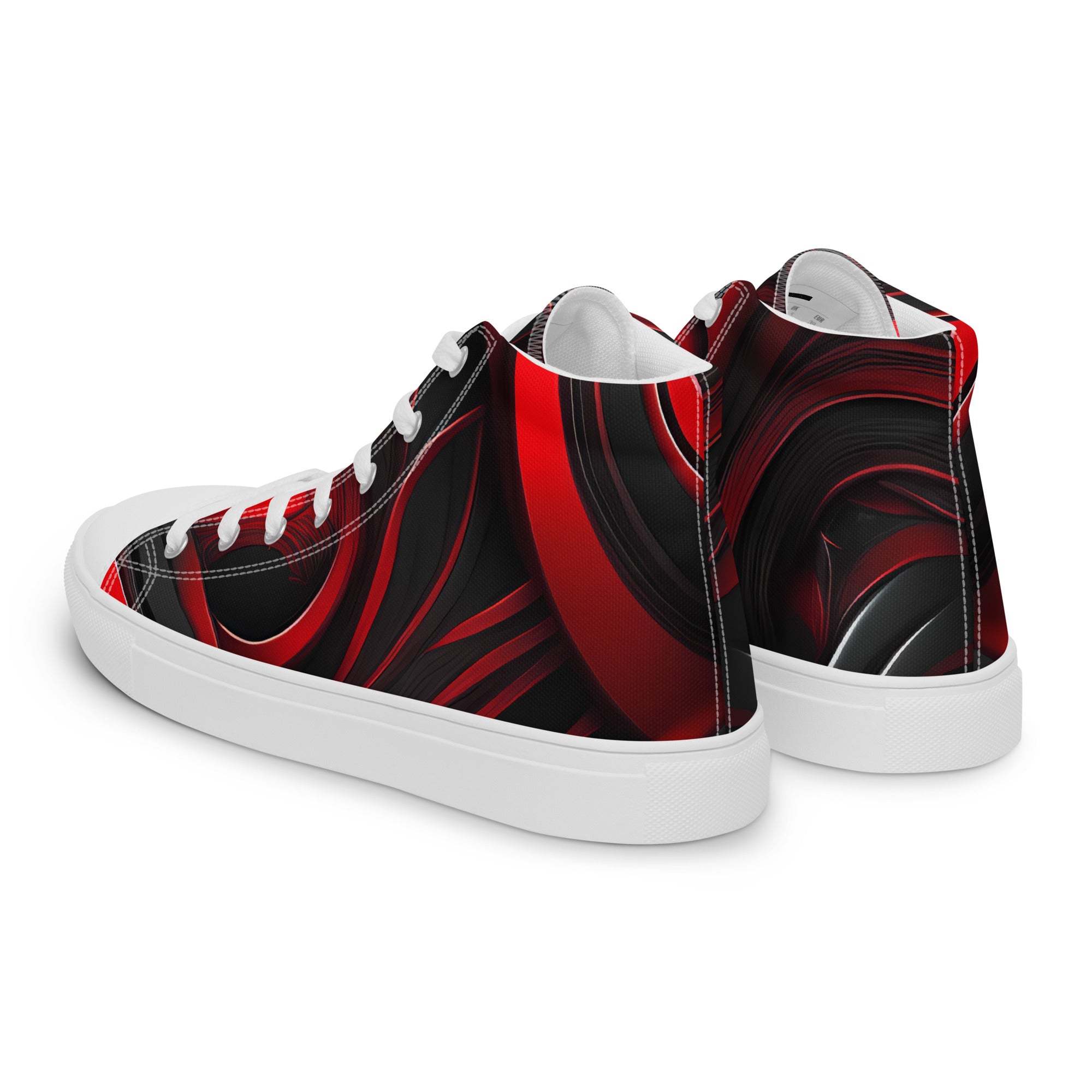 Red and Black Women’s high top canvas shoes