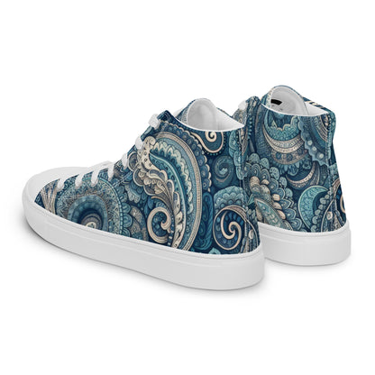 Blue Paisley Women’s high top canvas shoes