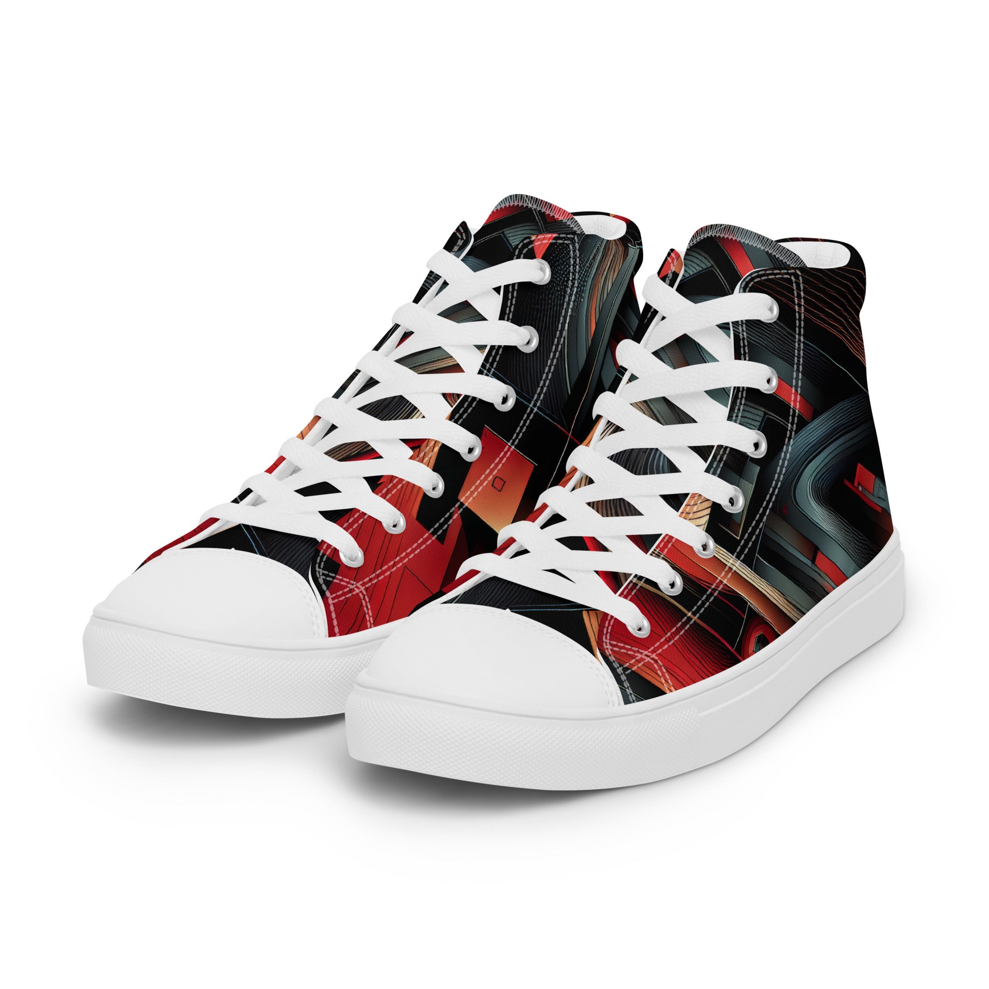 Abstract Multi Color Pattern Women’s high top canvas shoes