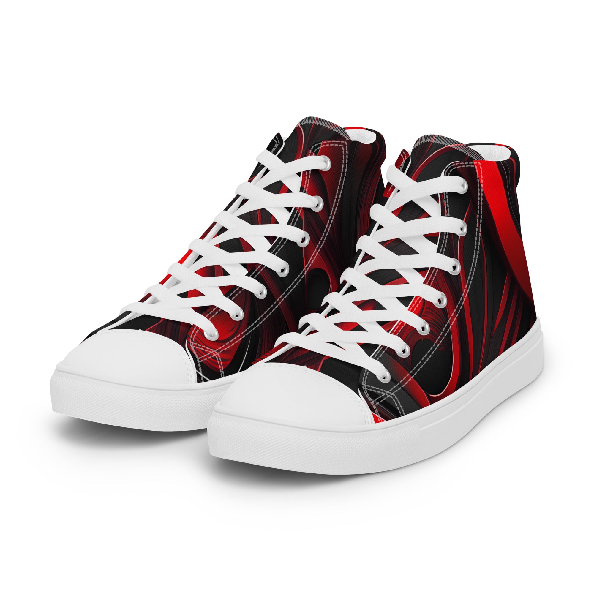 Red and Black Women’s high top canvas shoes