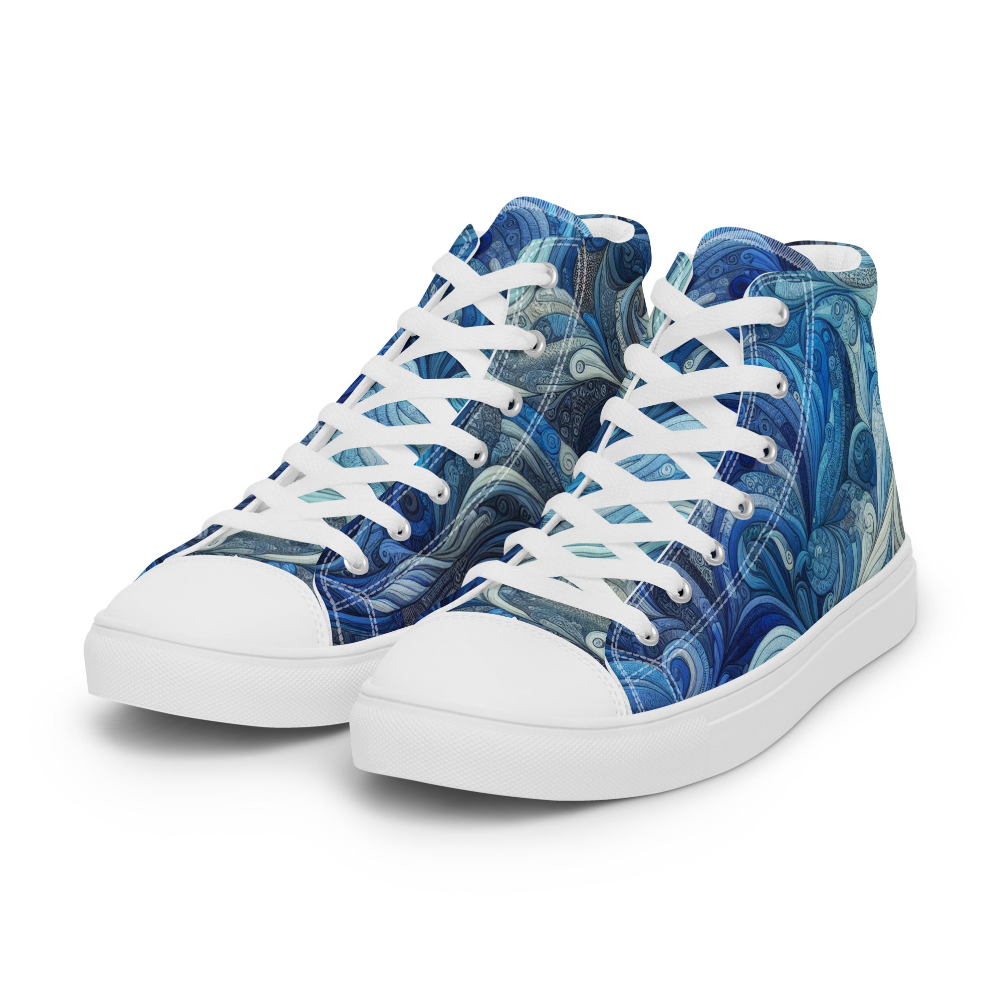 Blue Wave Women’s high top canvas shoes