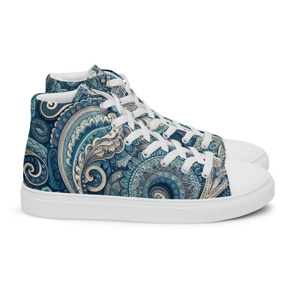 Blue Paisley Women’s high top canvas shoes