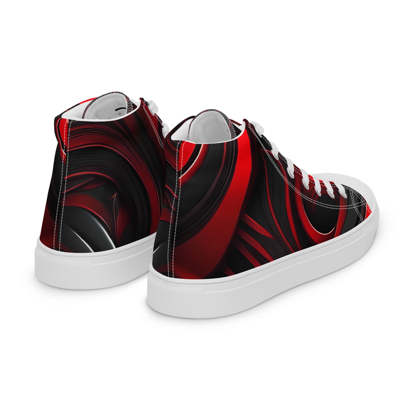 Red and Black Women’s high top canvas shoes