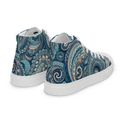 Blue Paisley Women’s high top canvas shoes