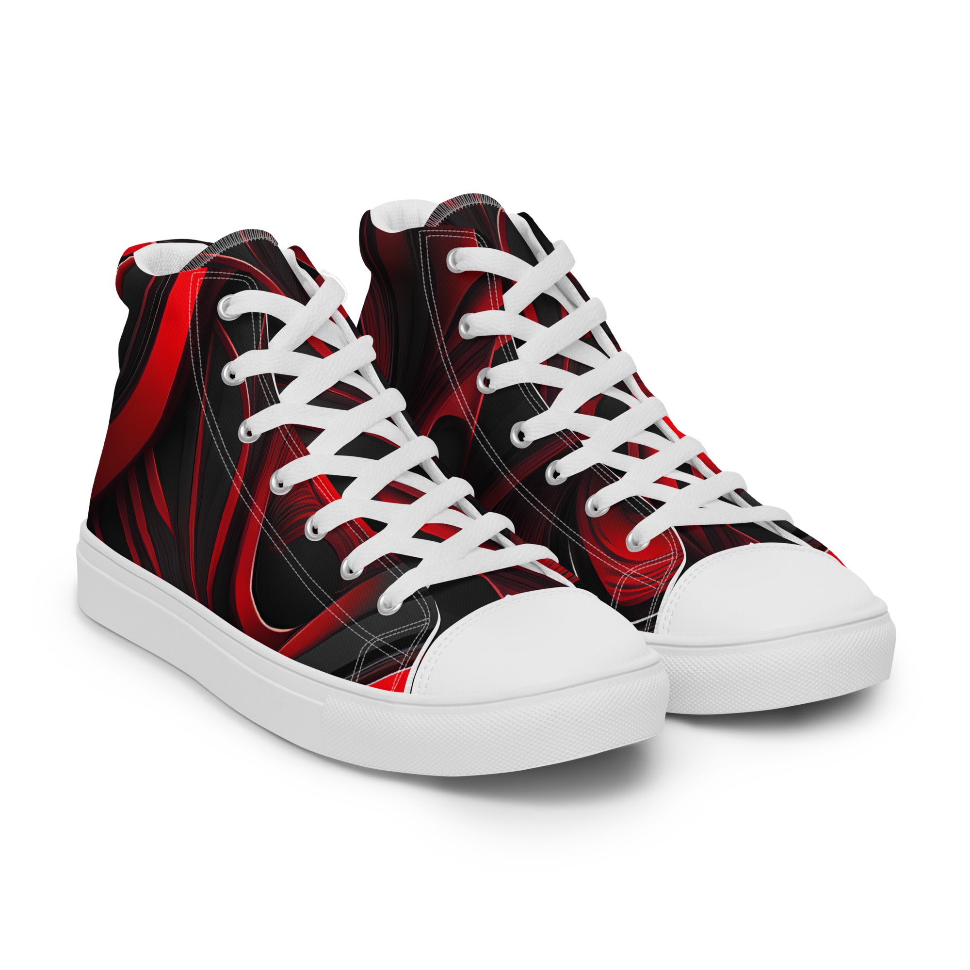 Red and Black Women’s high top canvas shoes